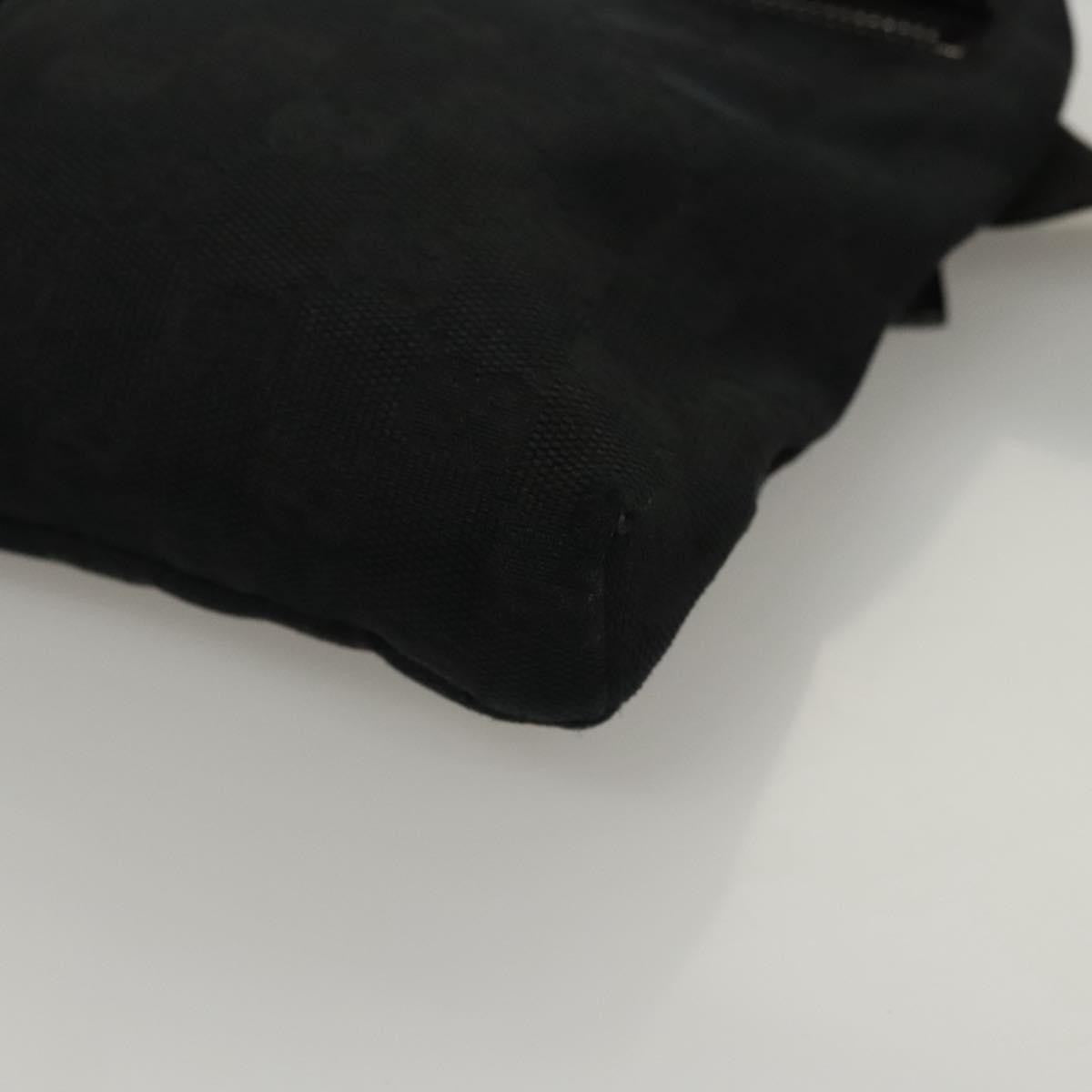 Gucci Vintage Double Belt Bag GG Canvas with Leather, BLACK, CANVAS, Shoulder bag