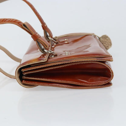 Salvatore Ferragamo Gancini handbag Patent leather, BROWN, PATENT_LEATHER, Handbag