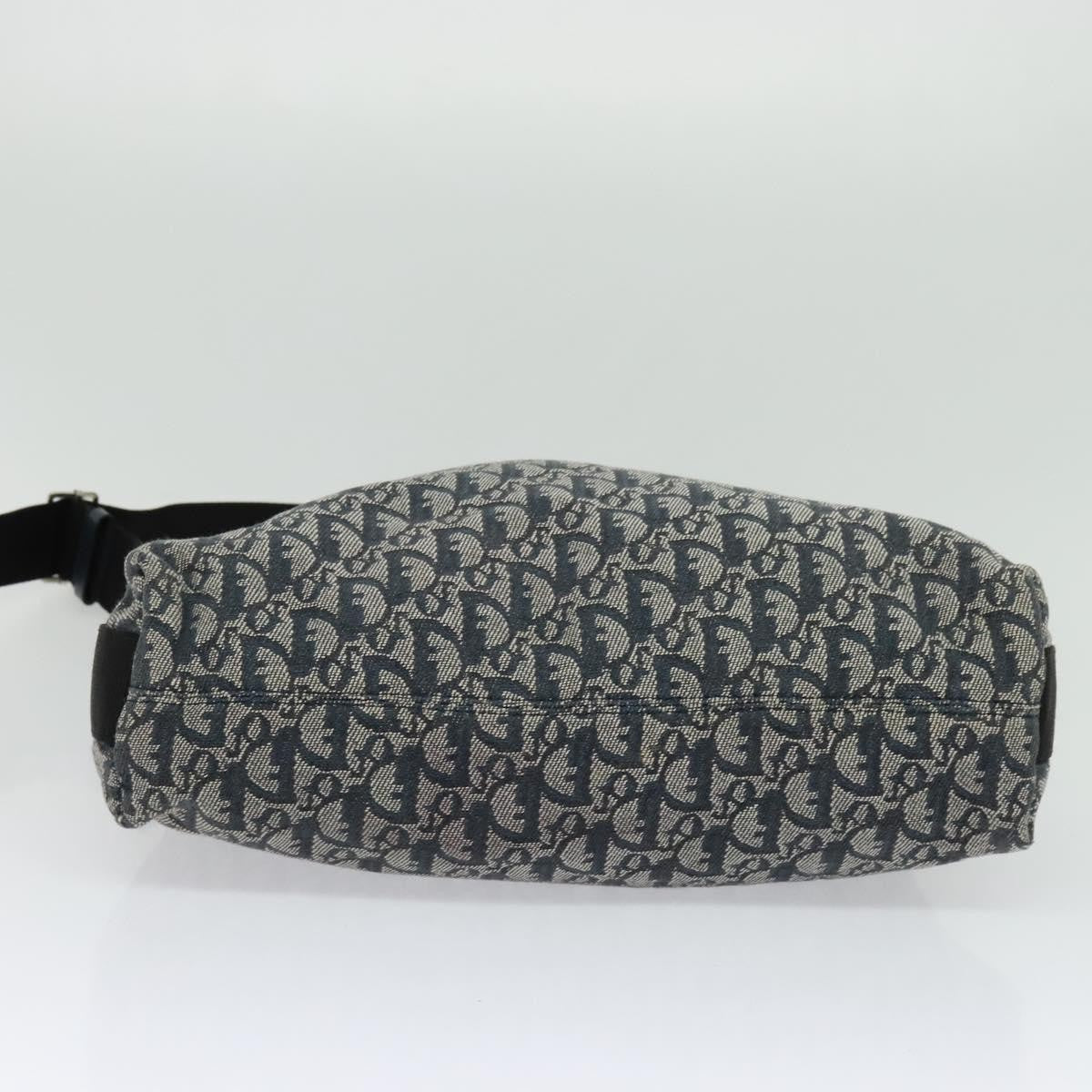 Christian Dior Vintage Zip Shoulder Bag Diorissimo Canvas, NAVY, CANVAS, Shoulder bag