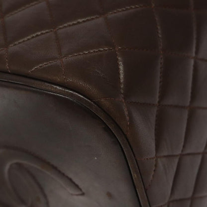 Chanel Vanity pouch Leather, BROWN, LEATHER, Toiletry Case