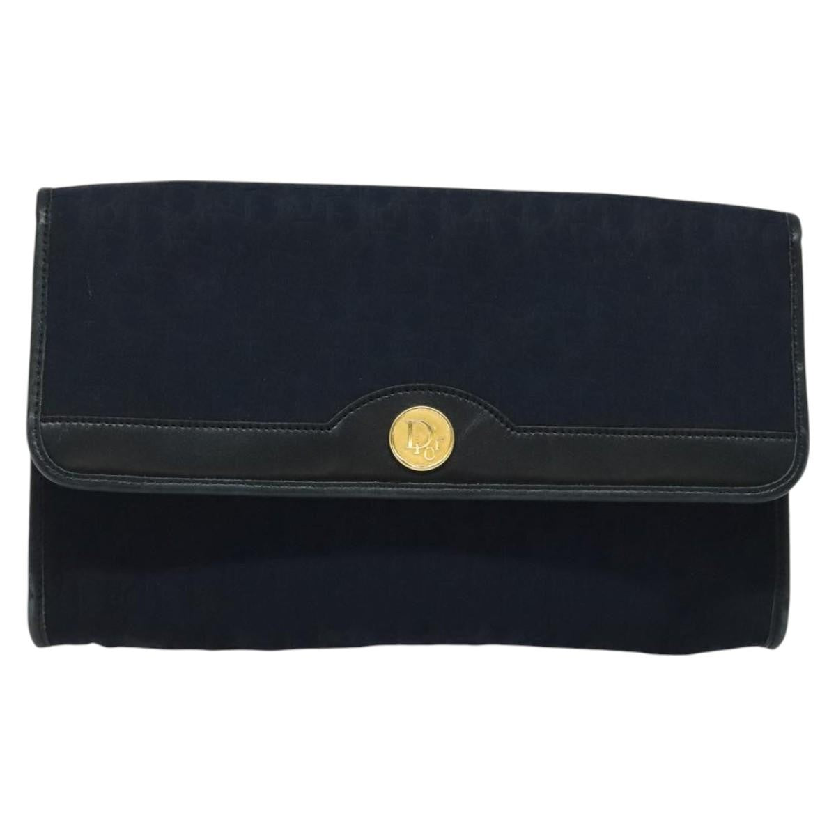 Christian Dior Vintage Chain Flap Shoulder Bag Diorissimo Canvas, NAVY, CANVAS, Shoulder bag