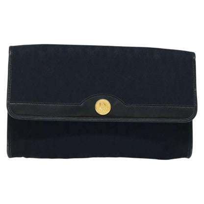 Christian Dior Vintage Chain Flap Shoulder Bag Diorissimo Canvas, NAVY, CANVAS, Shoulder bag