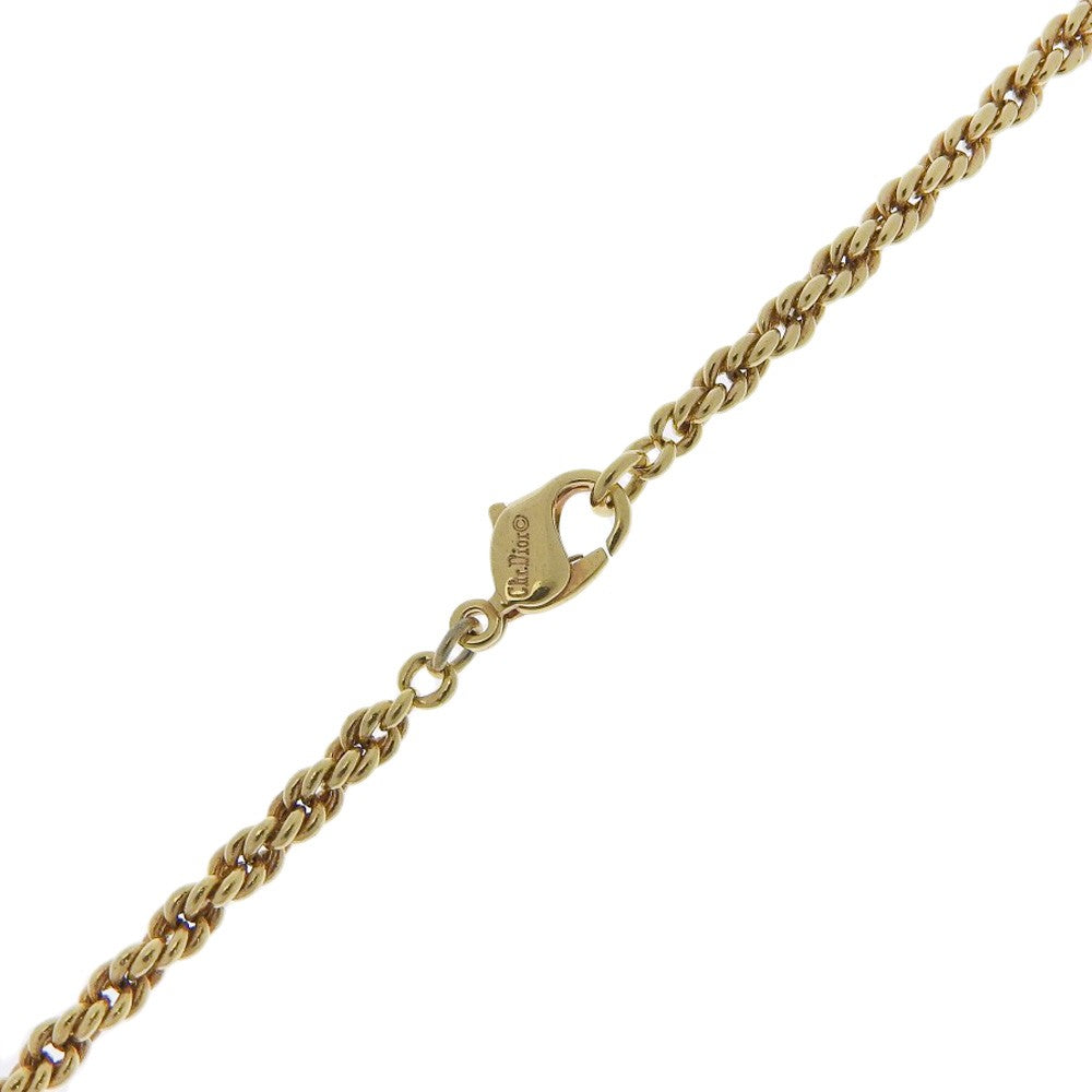 Christian Dior VIntage Circle Pendant Necklace Metal with Crystals, GOLD, GOLD_PLATED, Necklace