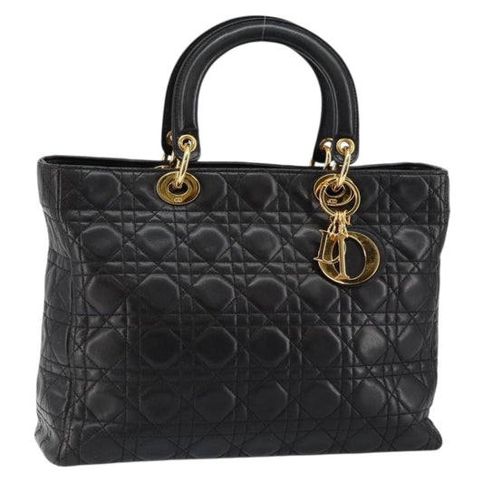 Christian Dior Vintage Lady Dior Bag Cannage Quilt Lambskin, BLACK, LEATHER, Handbag