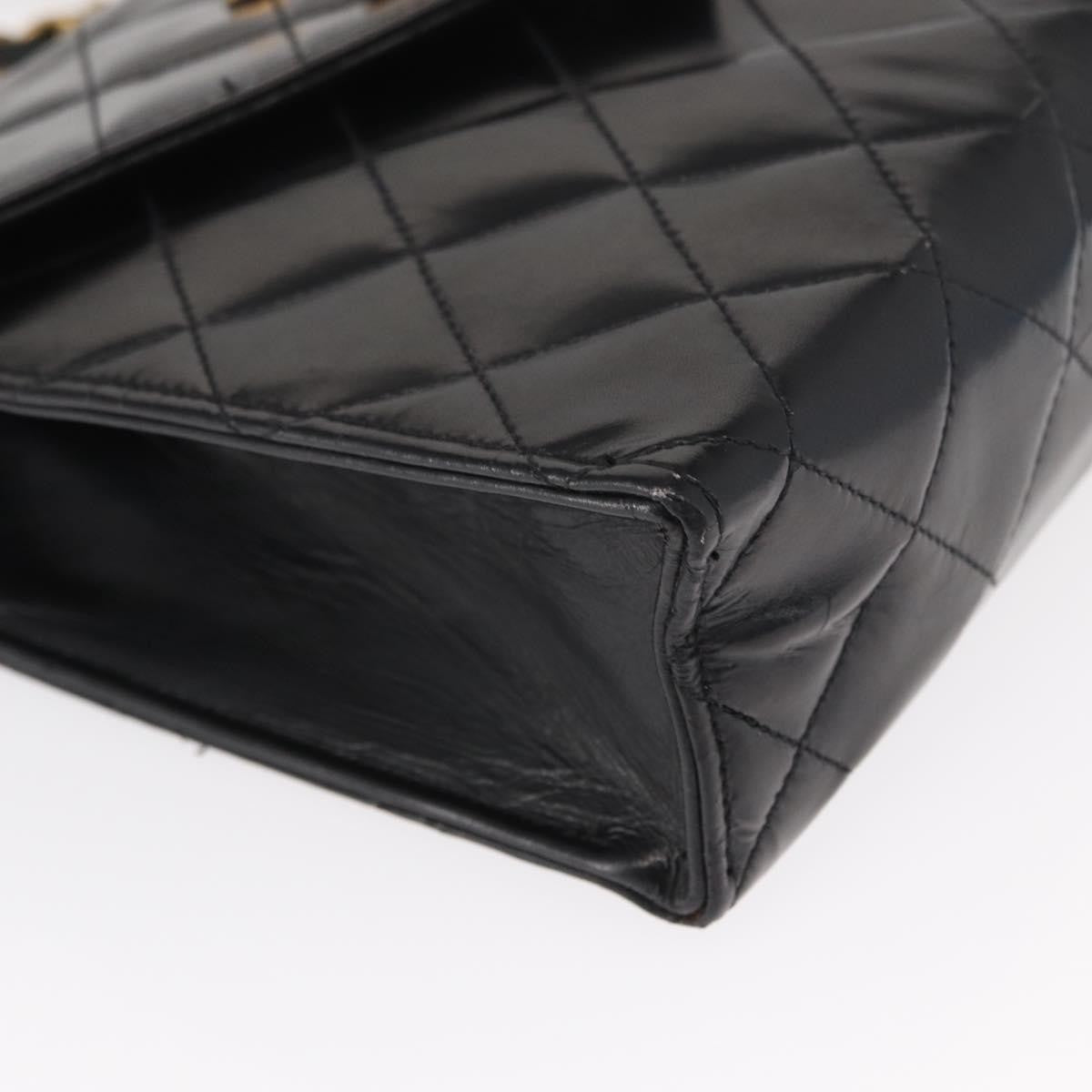 Chanel Vintage Envelope Flap Shoulder Bag Quilted Lambskin, BLACK, LEATHER, Shoulder bag