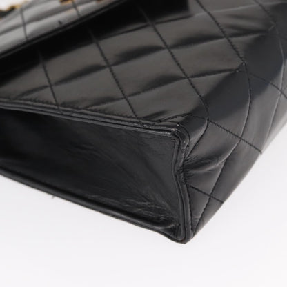 Chanel Vintage Envelope Flap Shoulder Bag Quilted Lambskin, BLACK, LEATHER, Shoulder bag