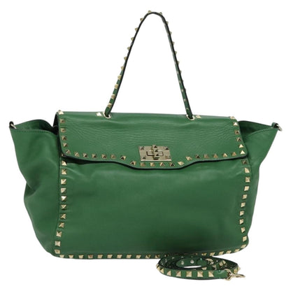 Valentino Garavani Rockstud Tote Soft Leather, GREEN, LEATHER, Tote bag