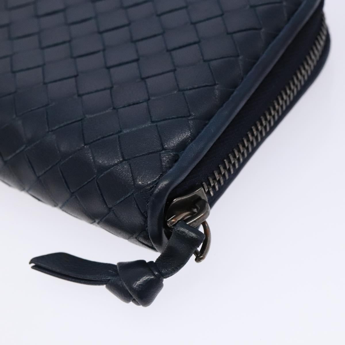 Bottega Veneta Intrecciato Wallet Leather, NAVY, LEATHER, Wallets