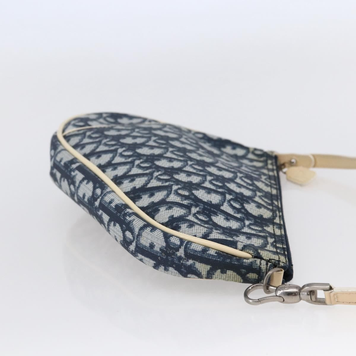 Christian Dior Vintage Saddle Bag Diorissimo Canvas, NAVY, CANVAS, Clutche & pouche