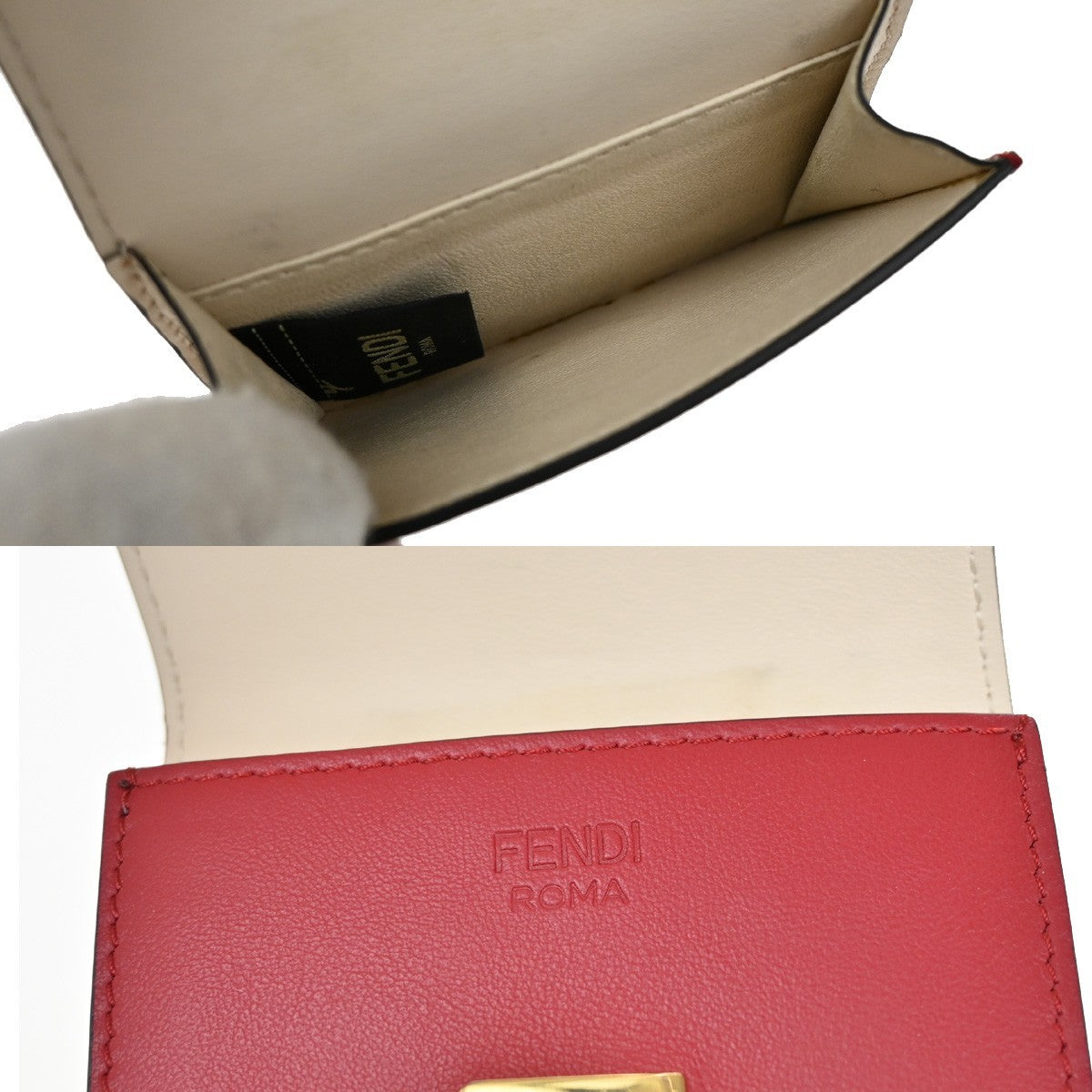 Fendi Peekaboo Wallet Leather, RED, LEATHER, Wallets