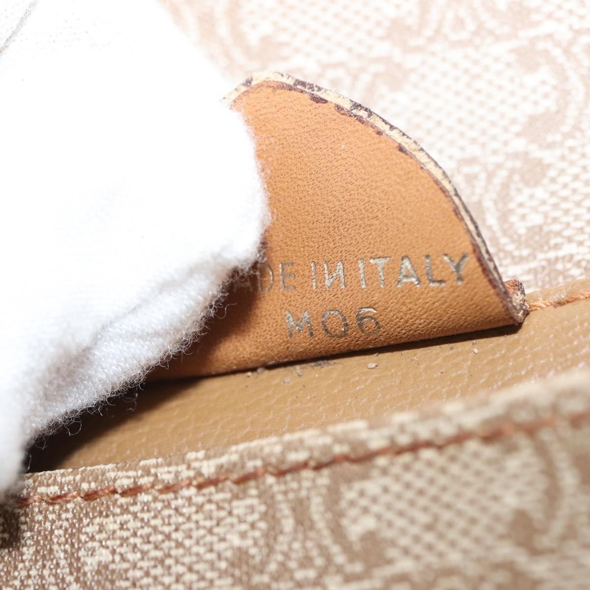 Celine Vintage Macadam Shoulder Bag Canvas and Leather, BEIGE, CANVAS, Shoulder bag