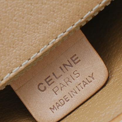 Celine Macadam Shoulder Bag Leather, BROWN, LEATHER, Shoulder bag