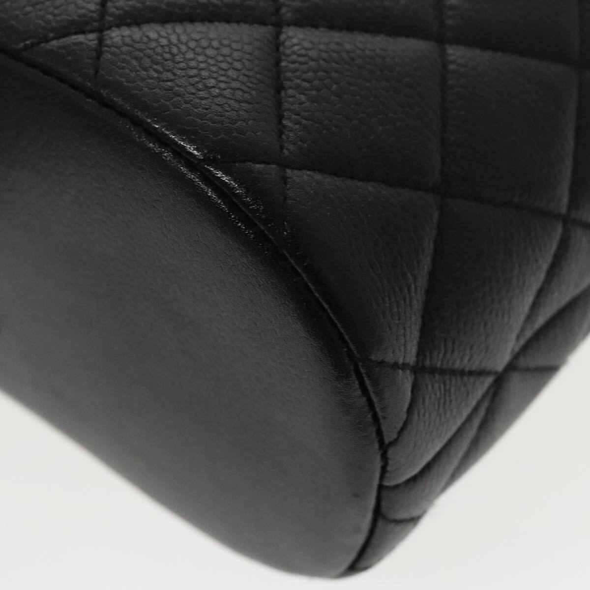 Chanel Vintage CC Zip Around Shoulder Bag Quilted Caviar, BLACK, LEATHER, Tote bag