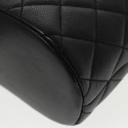 Chanel Vintage CC Zip Around Shoulder Bag Quilted Caviar, BLACK, LEATHER, Tote bag