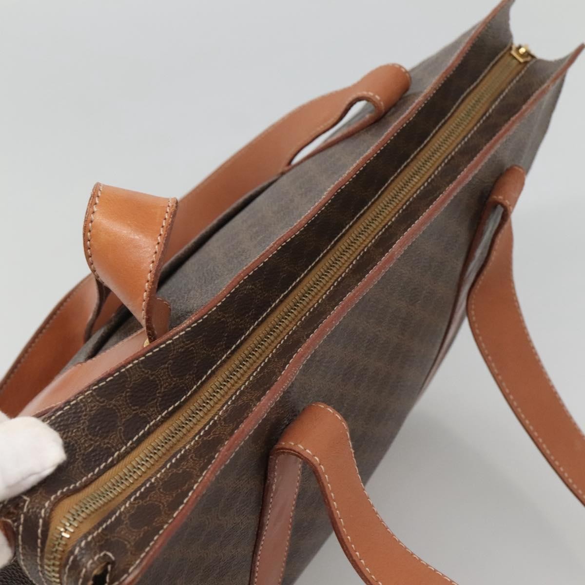 Celine Vintage Macadam Shopper Tote Coated Canvas, BROWN, CANVAS, Tote bag