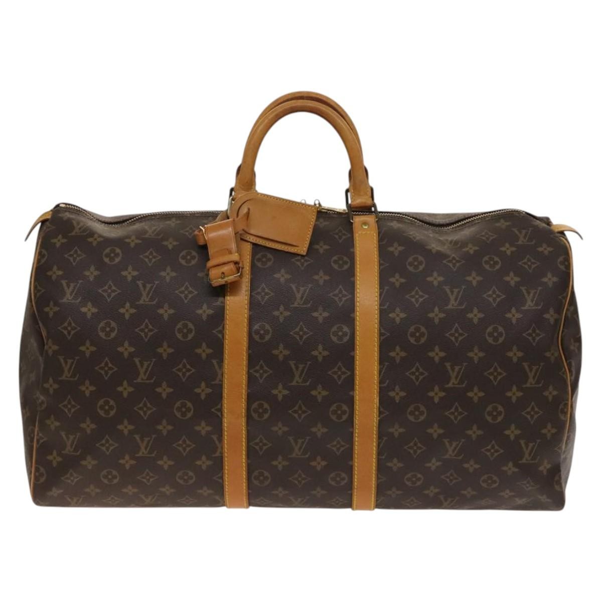 Louis Vuitton Keepall Bag Monogram Canvas, BROWN, CANVAS, Travel bag