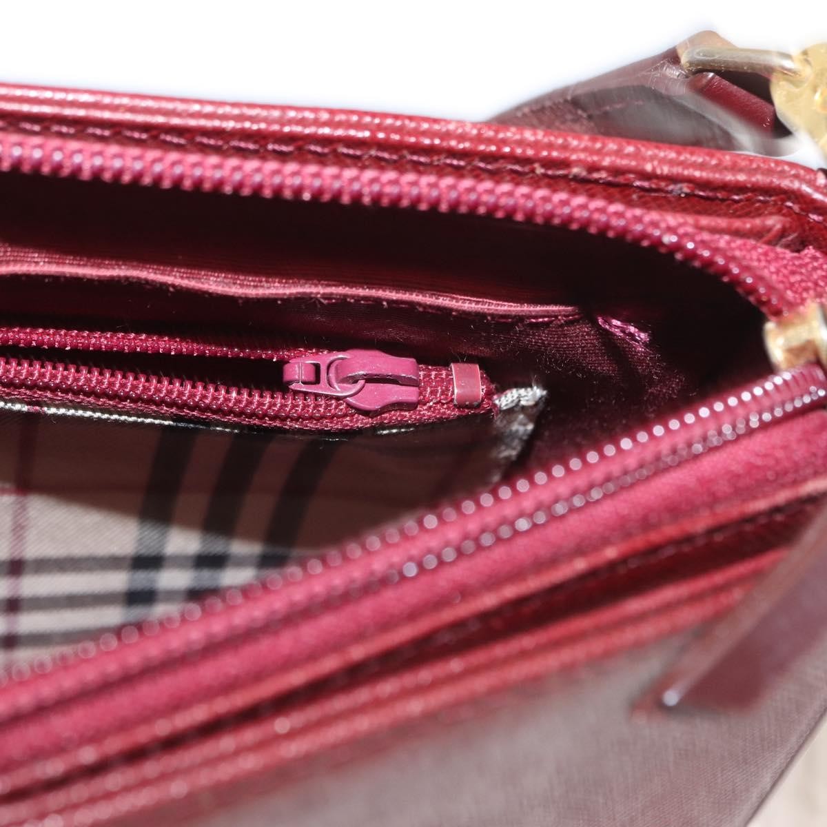 Burberry Vintage Shoulder Bag Leather, BURGUNDY, LEATHER, Shoulder bag