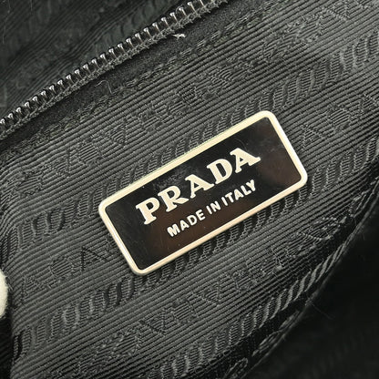 Prada Front Zip Messenger Bag Tessuto, BLACK, NYLON, Shoulder bag