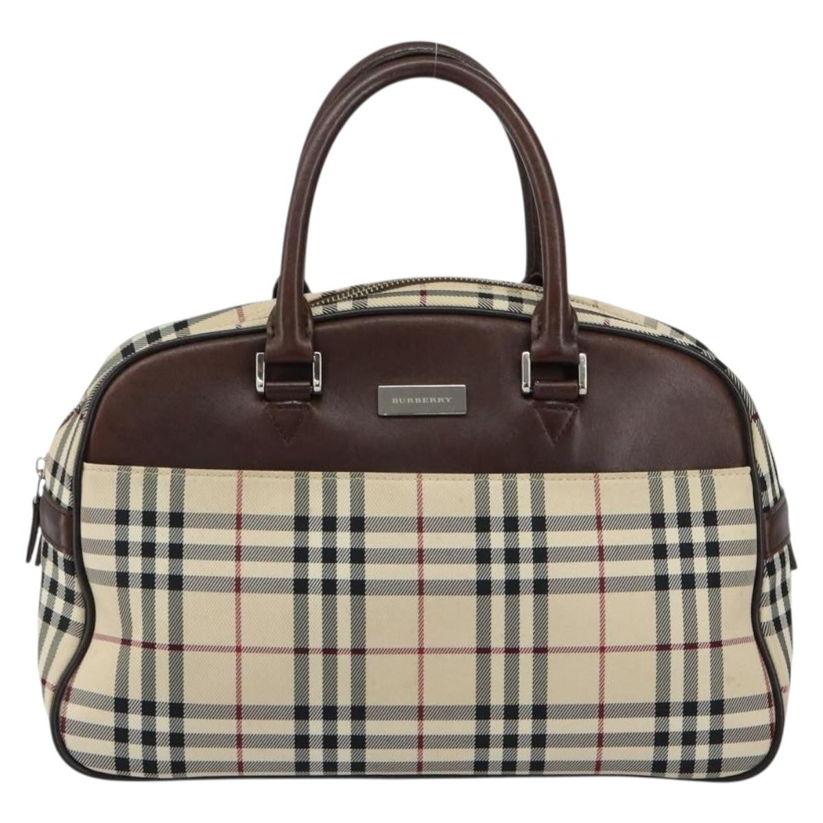 Burberry Nova Check Bowling Bag Canvas, BEIGE, NYLON, Handbag