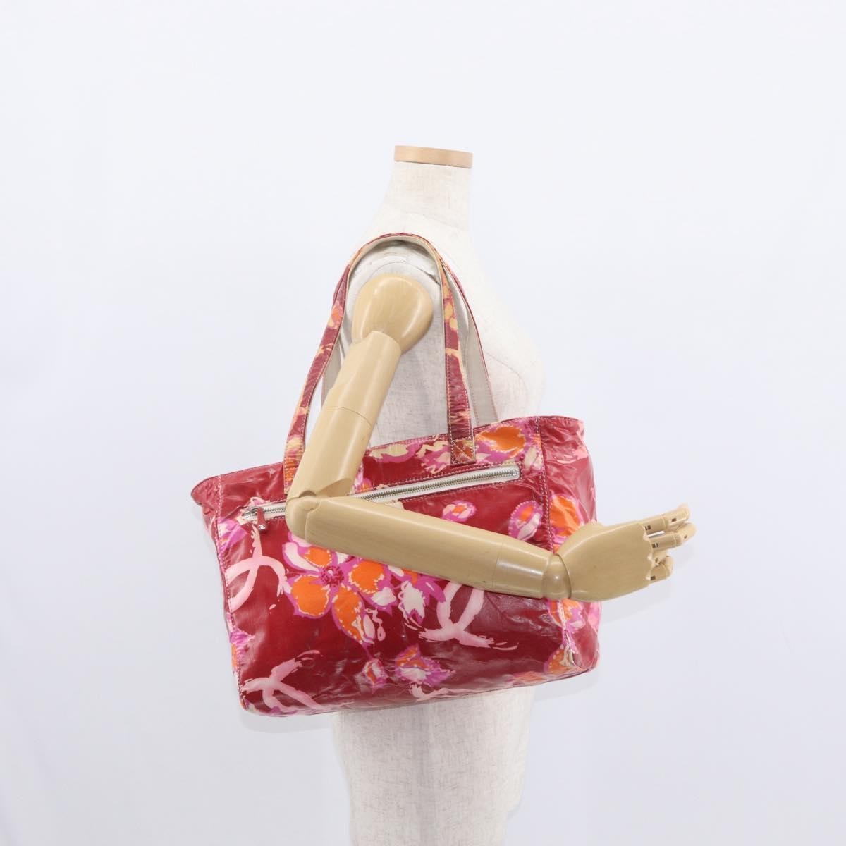 Chanel Vintage Floral Tote Canvas, RED, CANVAS, Tote bag