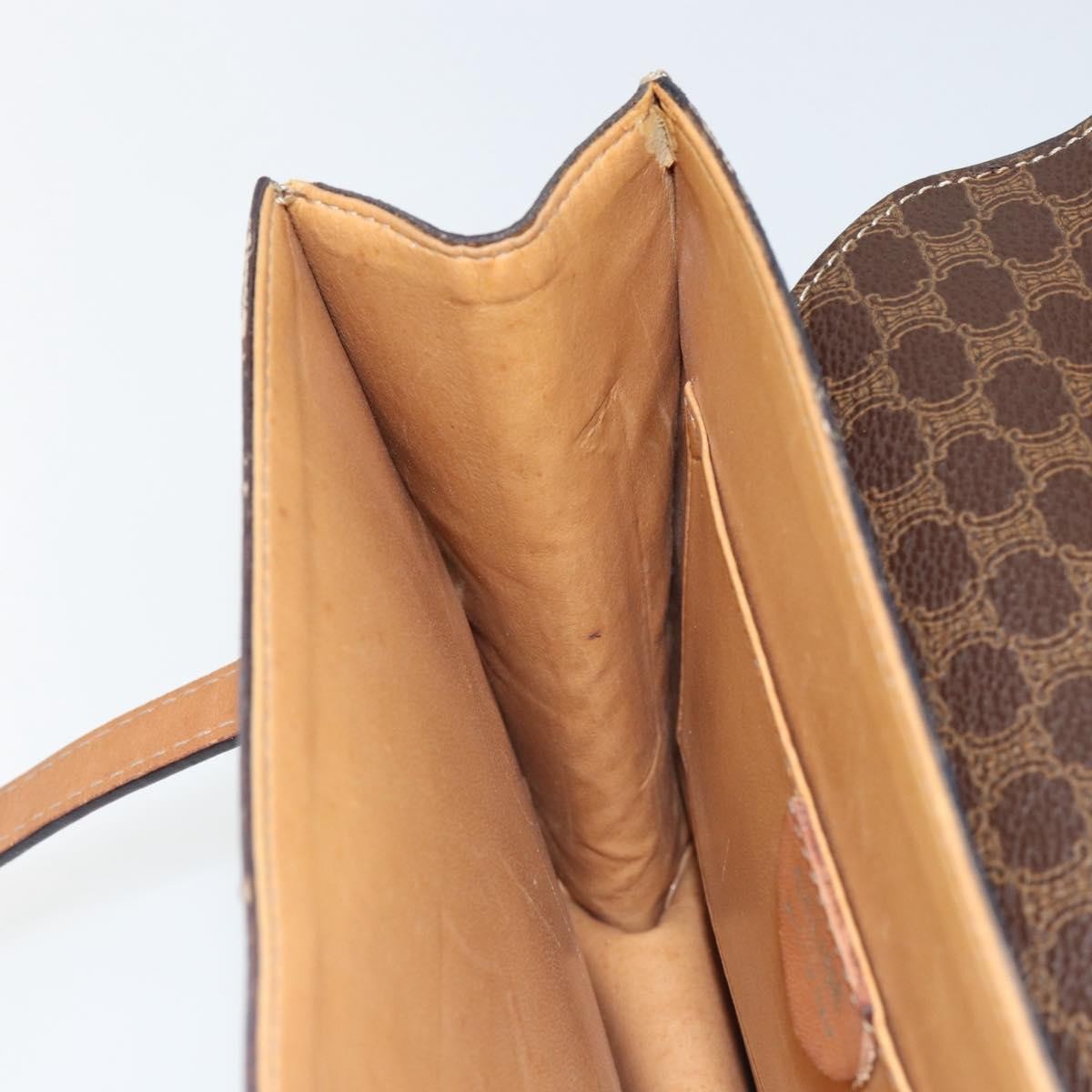 Celine Vintage Macadam Handbag Canvas and Leather, BROWN, CANVAS, Handbag