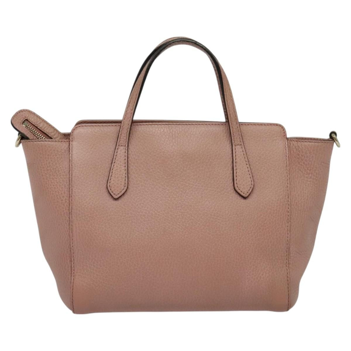 Gucci Swing Crossbody Bag Pebbled Leather, PINK, LEATHER, Crossbody bag