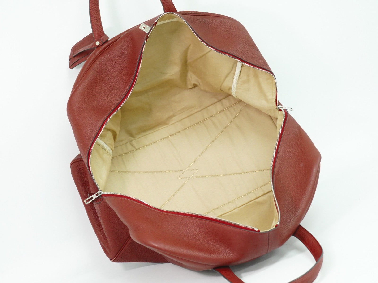 Hermes Victoria Travel Bag Leather, RED, LEATHER, Travel bag