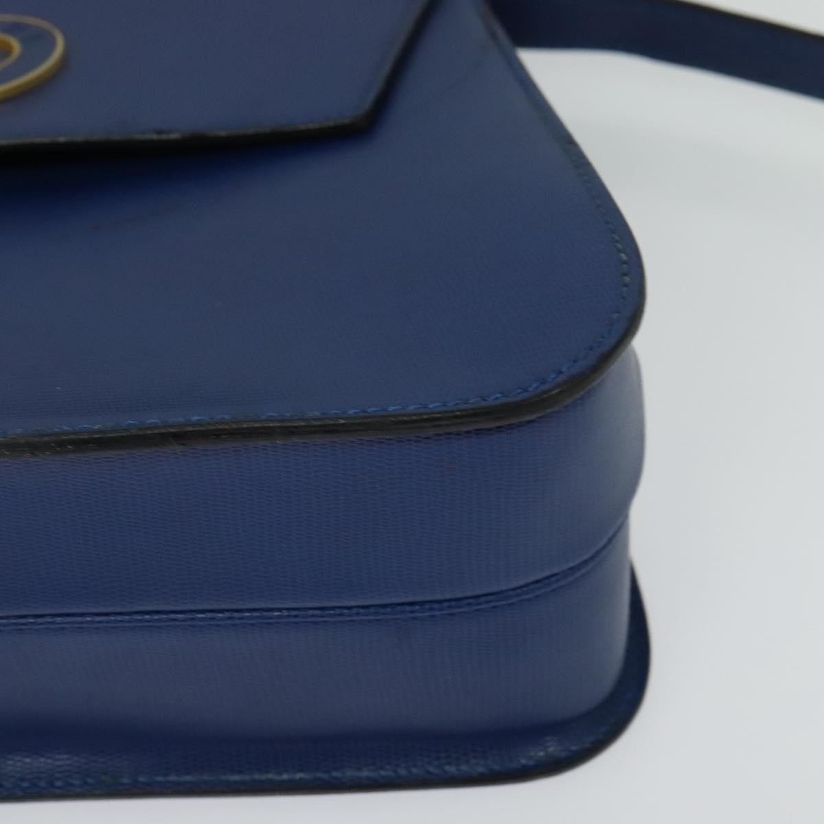 Celine Vintage Circle Logo Crossbody Bag Leather, BLUE, LEATHER, Crossbody bag