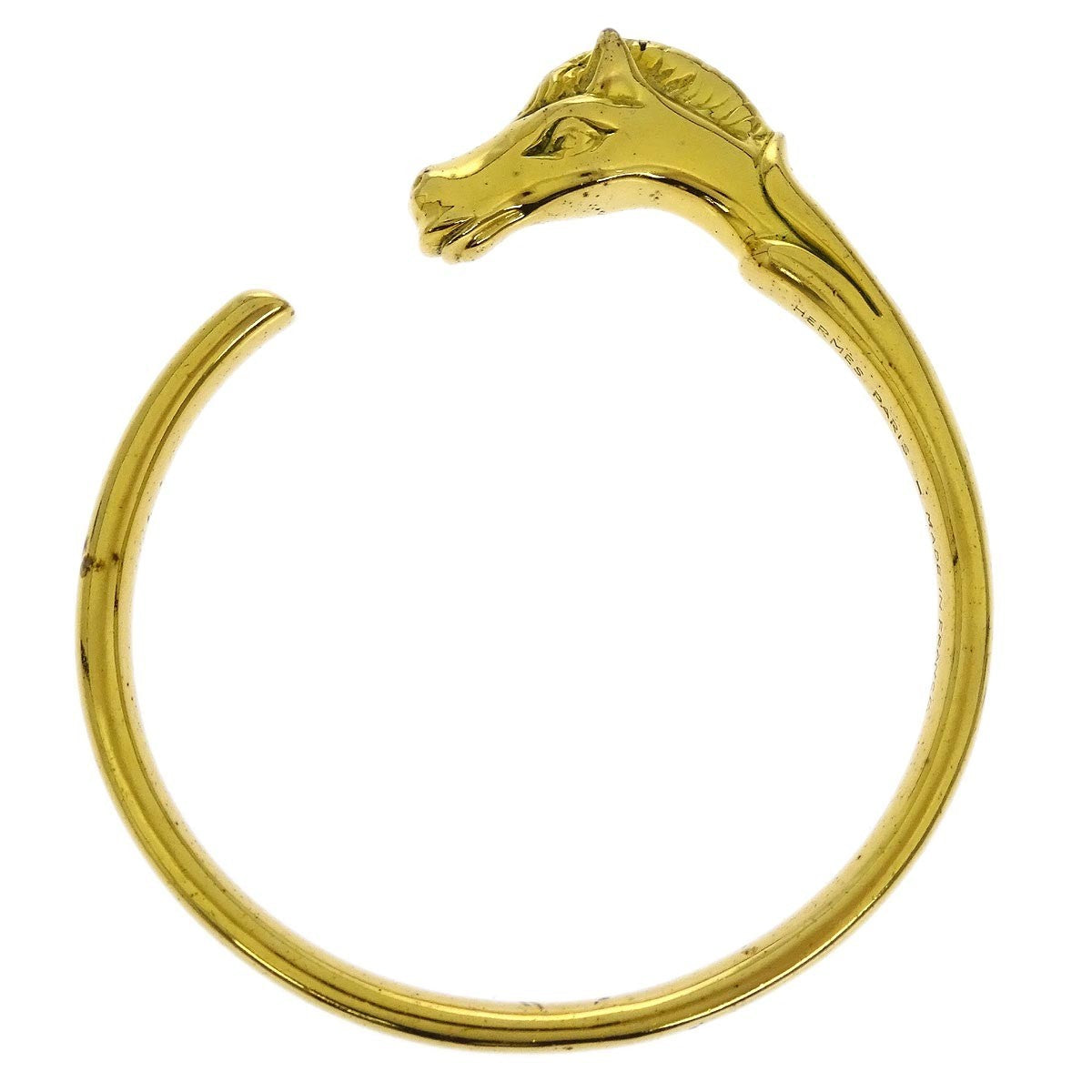 Hermes Horse Head Bangle Gold Plated Metal, GOLD, GOLD_PLATED, Bracelet