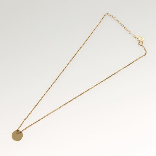 Christian Dior Vintage Logo Round Pendant Necklace Metal, GOLD, METAL, Necklace