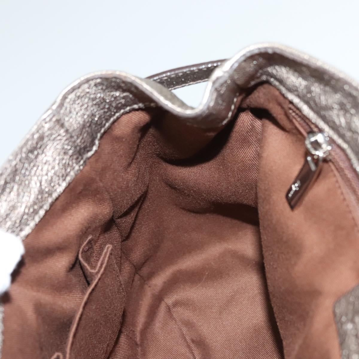 Salvatore Ferragamo Gancini Shoulder Bag Leather, GOLD, LEATHER, Shoulder bag