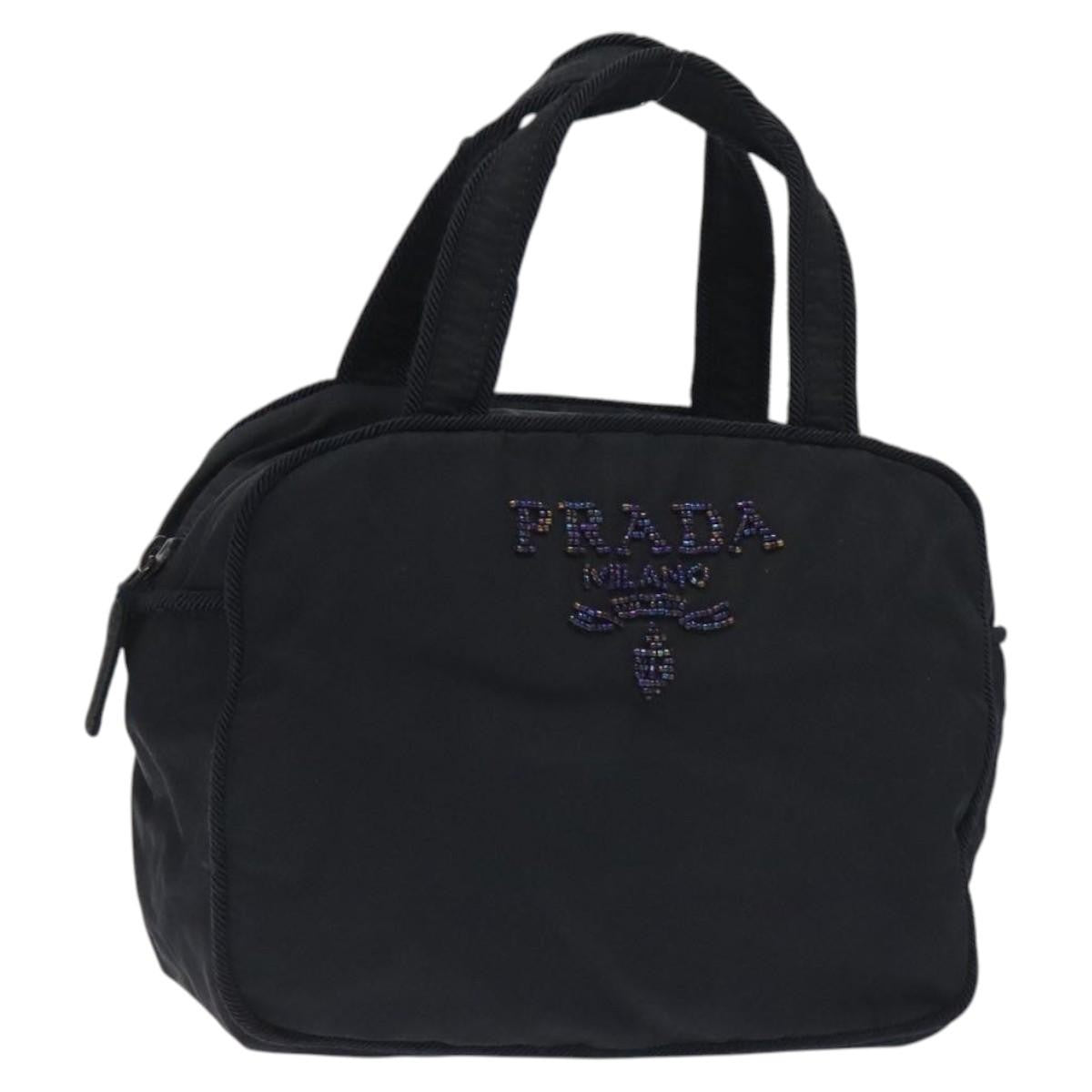 Prada Vintage Zip Handbag Tessuto, BLACK, NYLON, Handbag