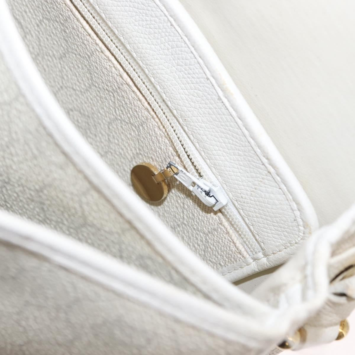 Christian Dior Vintage Honeycomb Flap Crossbody Bag Canvas and Leather, WHITE, CANVAS, Shoulder bag