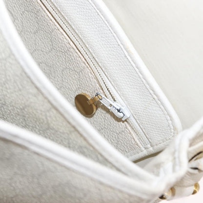 Christian Dior Vintage Honeycomb Flap Crossbody Bag Canvas and Leather, WHITE, CANVAS, Shoulder bag
