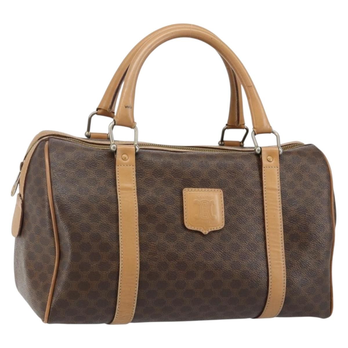 Celine Macadam Handbag Macadam with leather, BROWN, CANVAS, Handbag