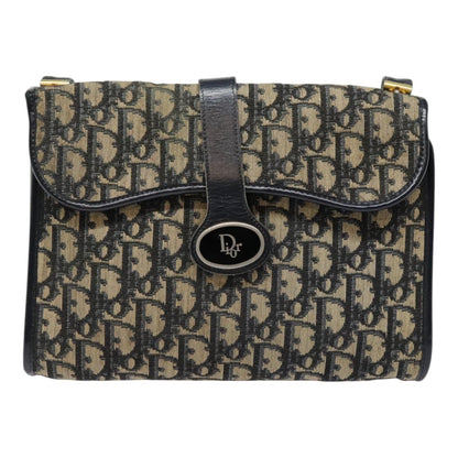 Christian Dior Vintage Flap Crossbody Bag Canvas, NAVY, CANVAS, Shoulder bag