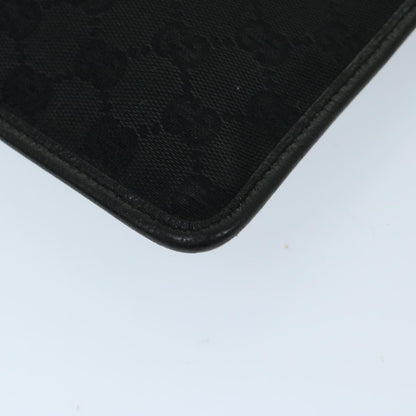 Gucci Vintage Flat Messenger Bag GG Canvas and Leather, BLACK, CANVAS, Crossbody bag