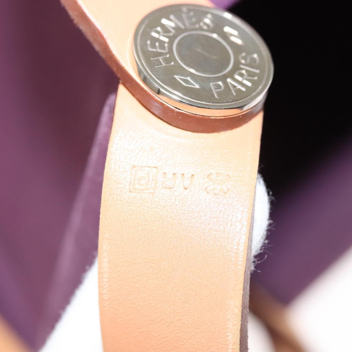 Hermes Cabag Handbag Toile and Leather, PURPLE, CANVAS, Tote bag