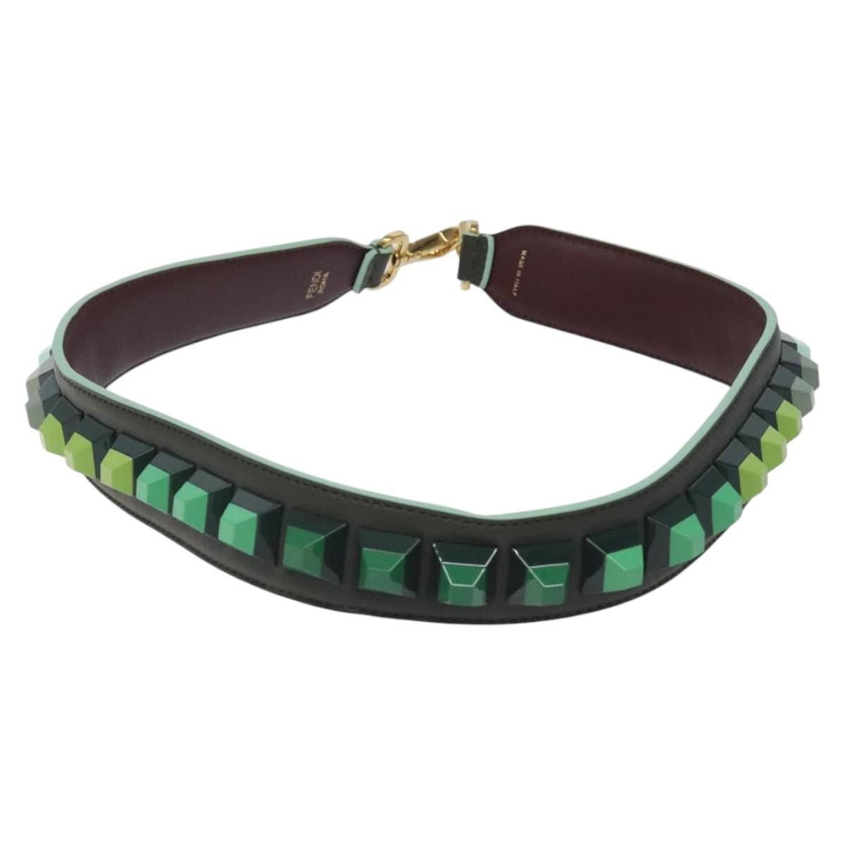 Fendi Strap You Shoulder Strap Leather, GREEN, LEATHER, Straps