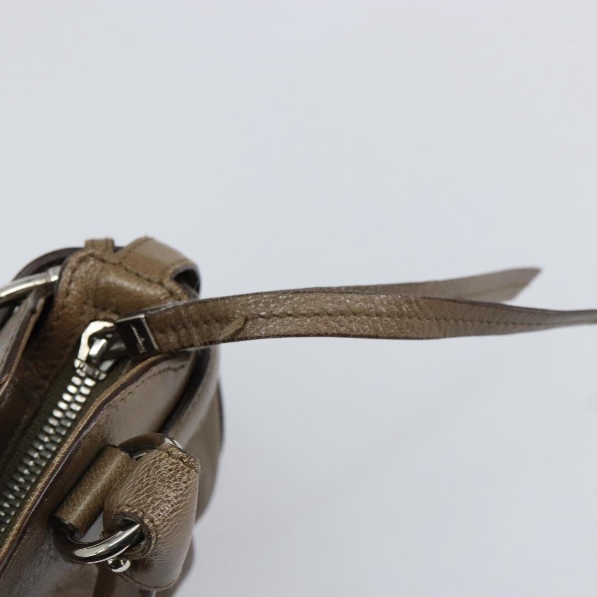 Salvatore Ferragamo Gancini handbag Leather, BROWN, LEATHER, Handbag