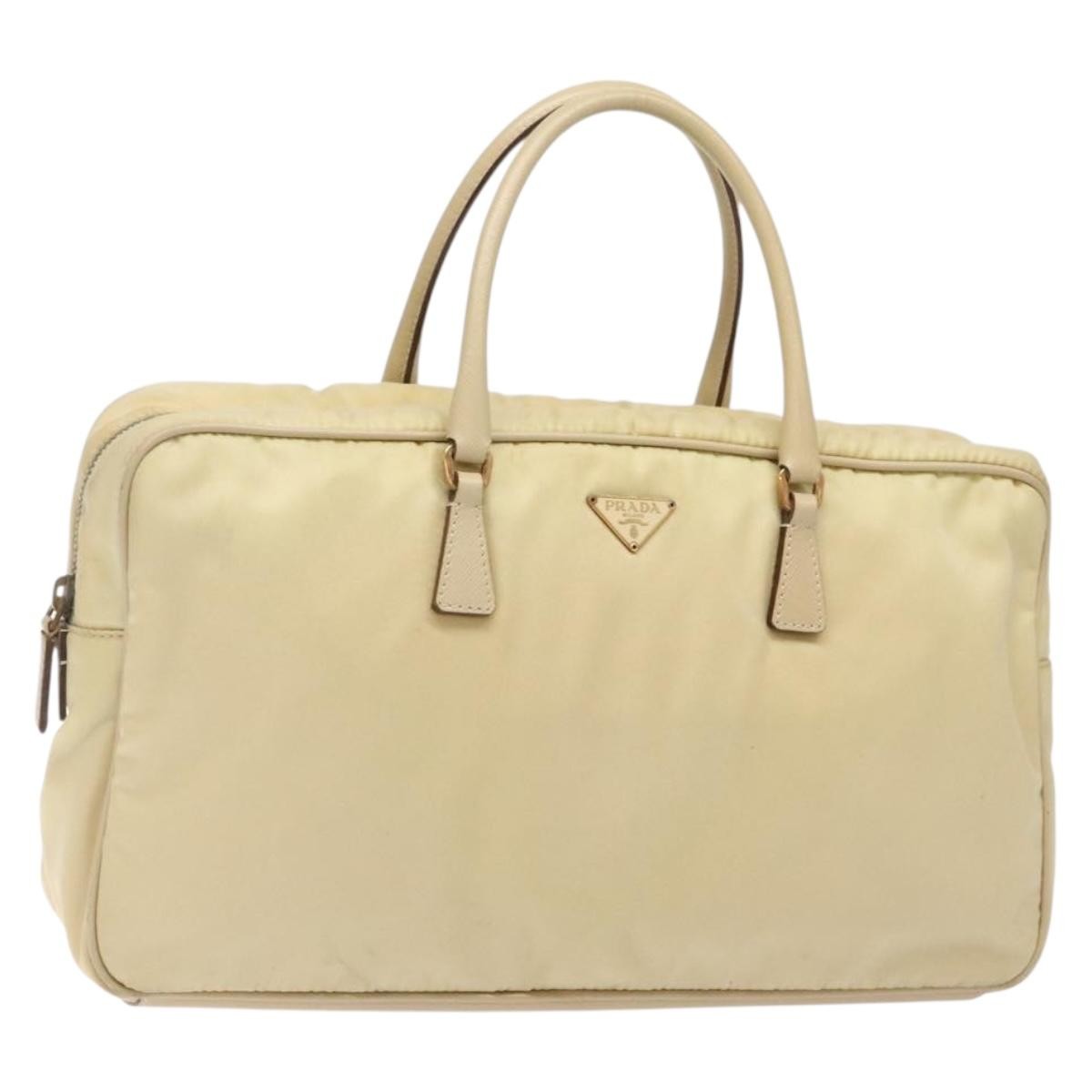 Prada Vintage Zip Handbag Tessuto, BEIGE, NYLON, Handbag