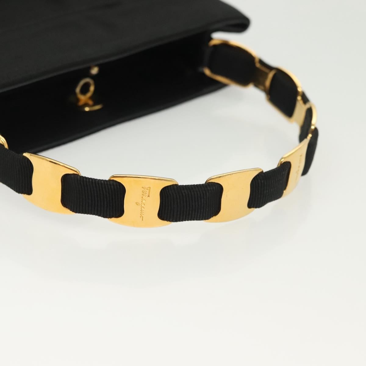 Salvatore Ferragamo Vala Handbag Canvas, BLACK, CANVAS, Handbag