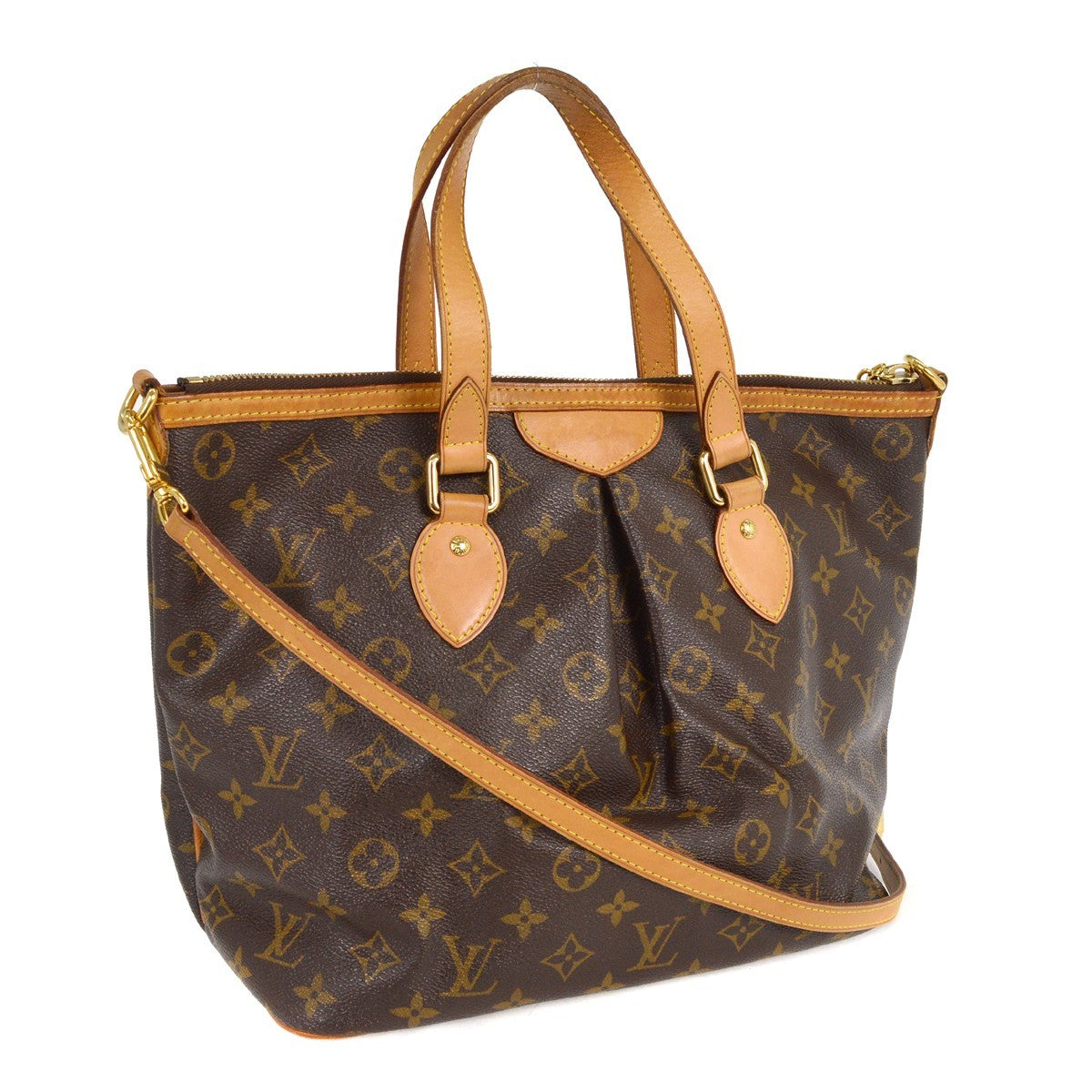 Louis Vuitton Palermo Handbag Monogram Canvas, BROWN, CANVAS, Tote bag