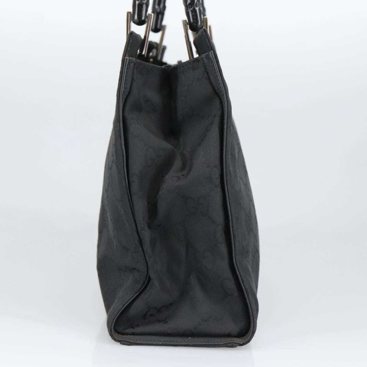 Gucci Vintage Bamboo Handle Tote GG Nylon, Black, Nylon, Tote Bag