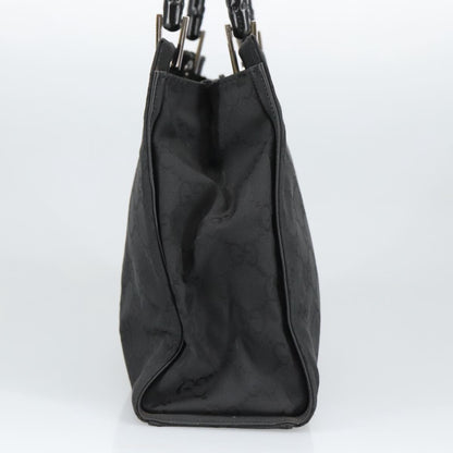 Gucci Vintage Bamboo Handle Tote GG Nylon, Black, Nylon, Tote Bag