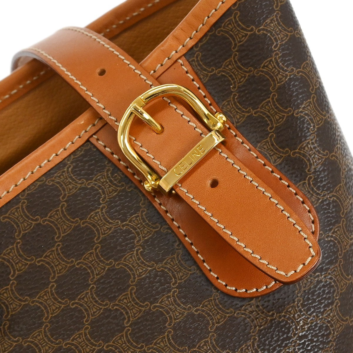 Celine Vintage Macadam Tote bag Canvas and Leather, BROWN, CANVAS, Tote bag