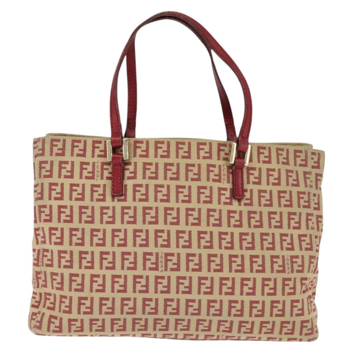 Fendi Vintage Shopping Tote Zucchino Canvas, RED, CANVAS, Handbag