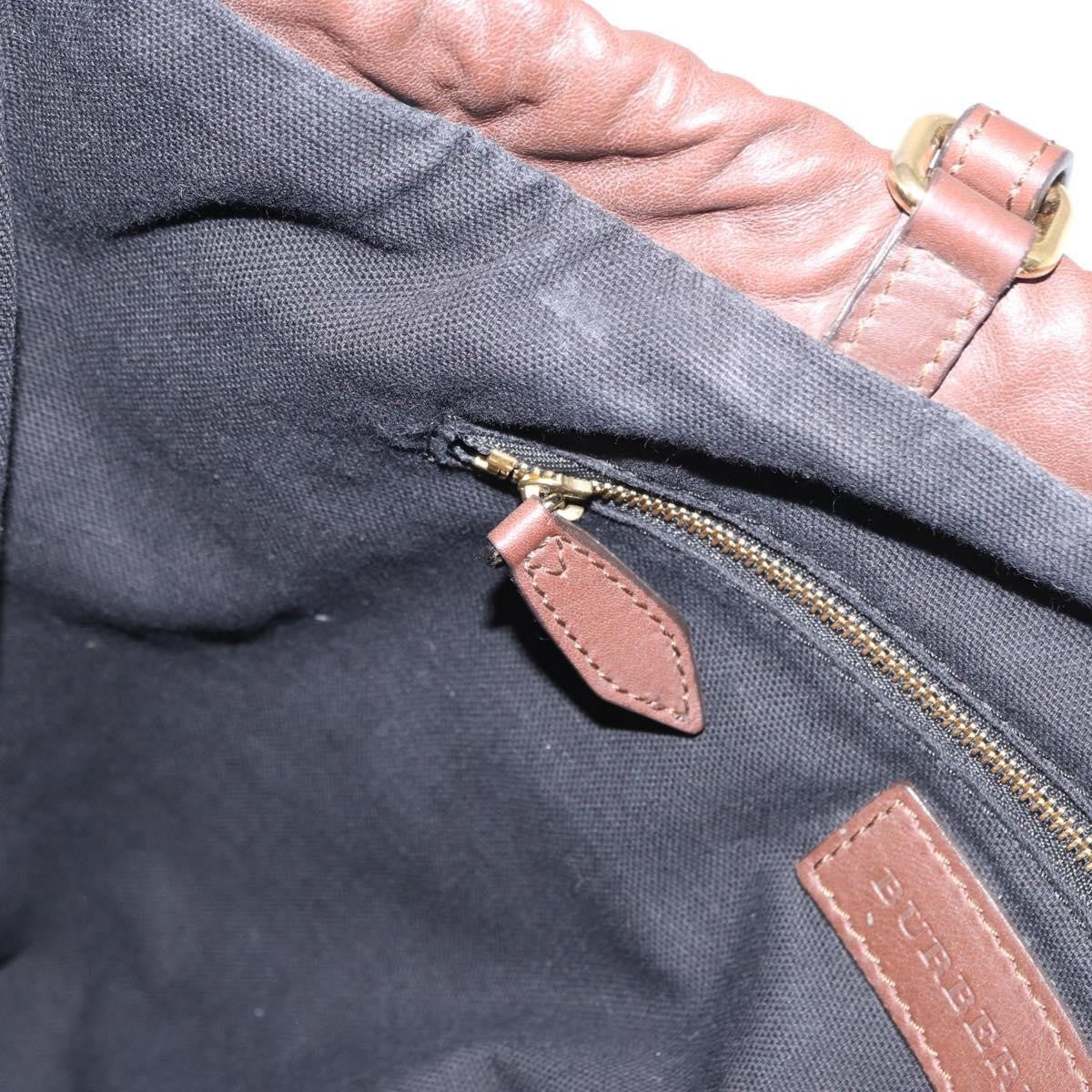 Burberry Big Crush Tote Leather and House Check Canvas, BROWN, LEATHER, Handbag