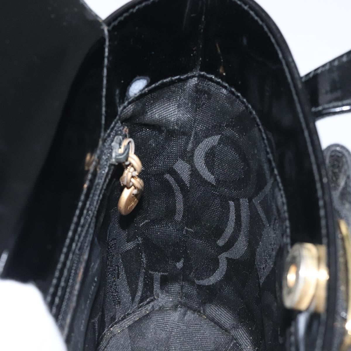 Salvatore Ferragamo Vara Bow Top Handle Bucket Bag Patent Leather, BLACK, PATENT_LEATHER, Handbag