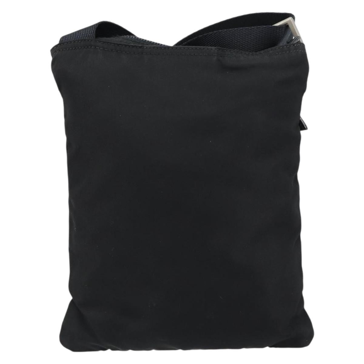 Prada Front Zip Convertible Flat Messenger Tessuto with Leather, BLACK, NYLON, Shoulder bag